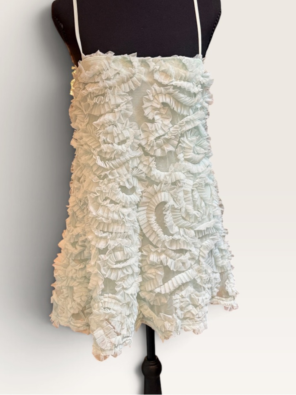 Klesis Light Sage Green Ruffle Mini Dress Small Coquette